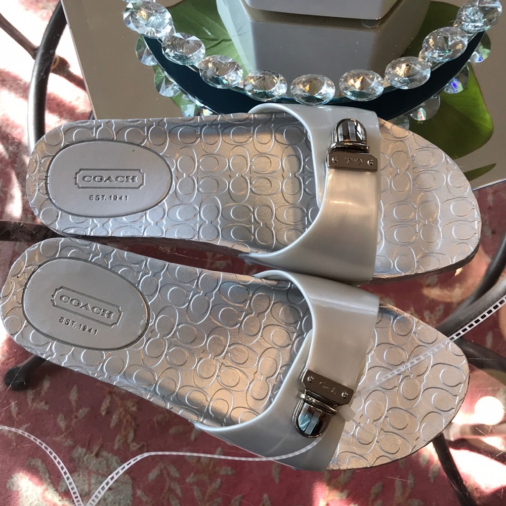 Coach Brand Silver “never worn” jelly slides